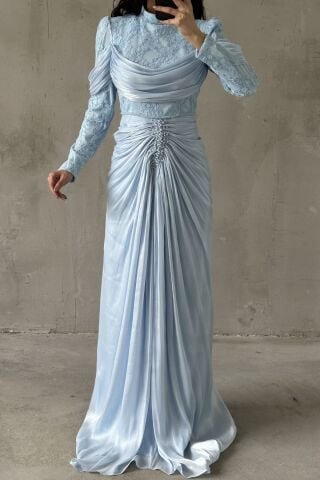 Liyana Tesettür Abiye İndigo