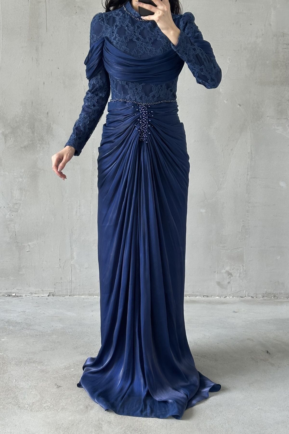 Liyana Tesettür Abiye Lacivert