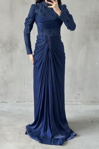 Liyana Tesettür Abiye Lacivert