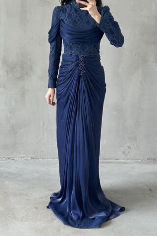 Liyana Tesettür Abiye Lacivert