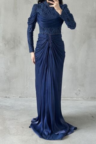 Liyana Tesettür Abiye Lacivert