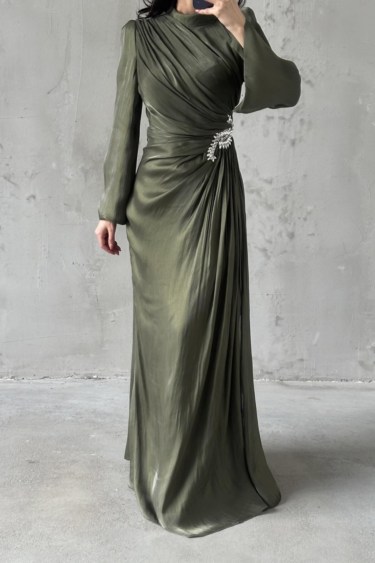 Volan Kol Drapeli Janjan Tesettür Abiye