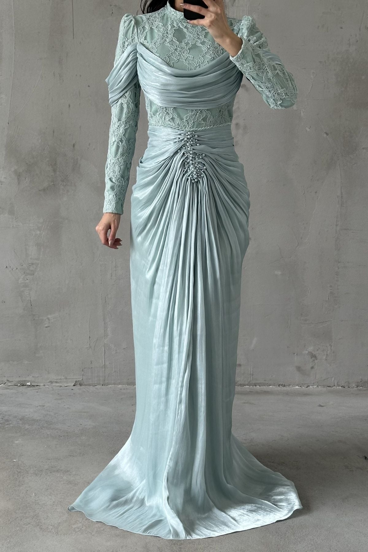 Liyana Tesettür Abiye Mint Yeşili