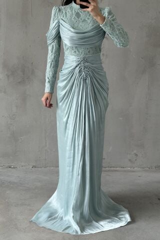 Liyana Tesettür Abiye Mint Yeşili