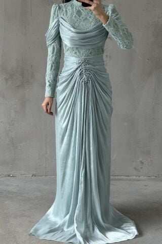 Liyana Tesettür Abiye Mint Yeşili