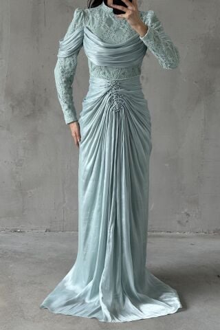 Liyana Tesettür Abiye Mint Yeşili