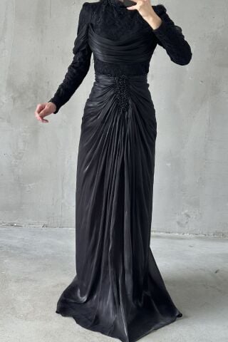 Liyana Tesettür Abiye Siyah