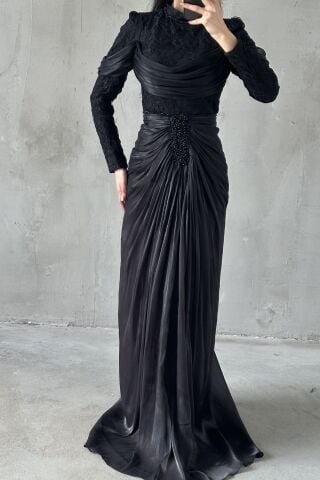 Liyana Tesettür Abiye Siyah