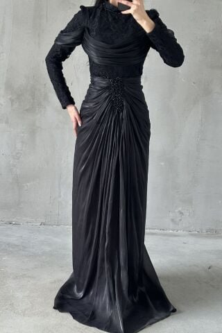 Liyana Tesettür Abiye Siyah