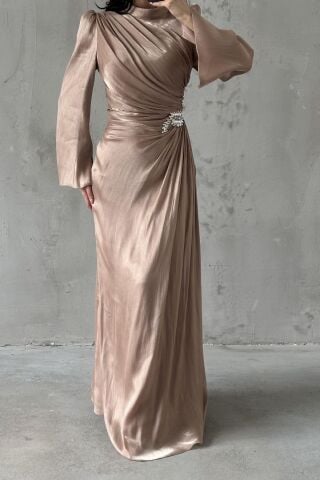 Volan Kol Drapeli Janjan Tesettür Abiye Bakır