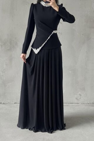Larin Hijab Evening Dress Black