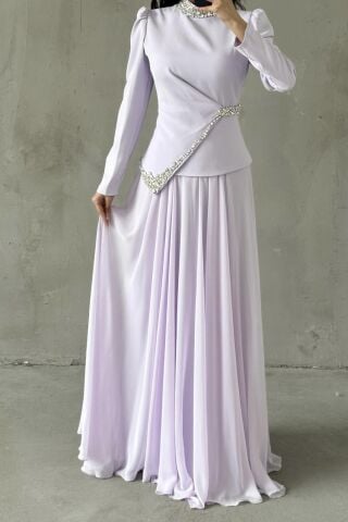 Larin Tesettür Abiye Lila