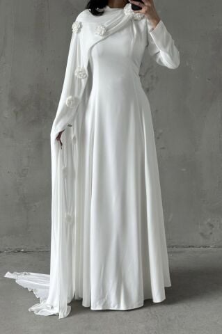 Nilay Tesettür Abiye Beyaz