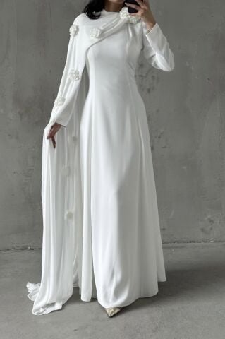 Nilay Tesettür Abiye Beyaz