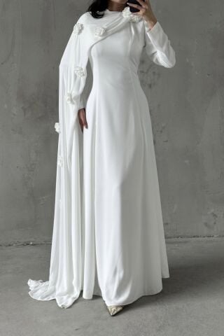 Nilay Tesettür Abiye Beyaz