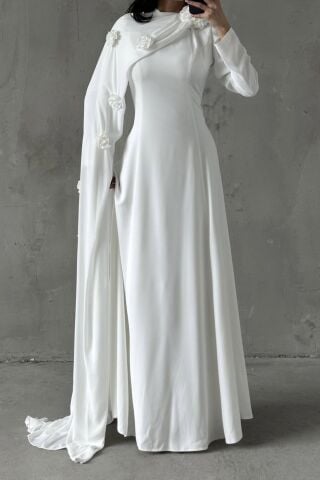 Nilay Tesettür Abiye Beyaz