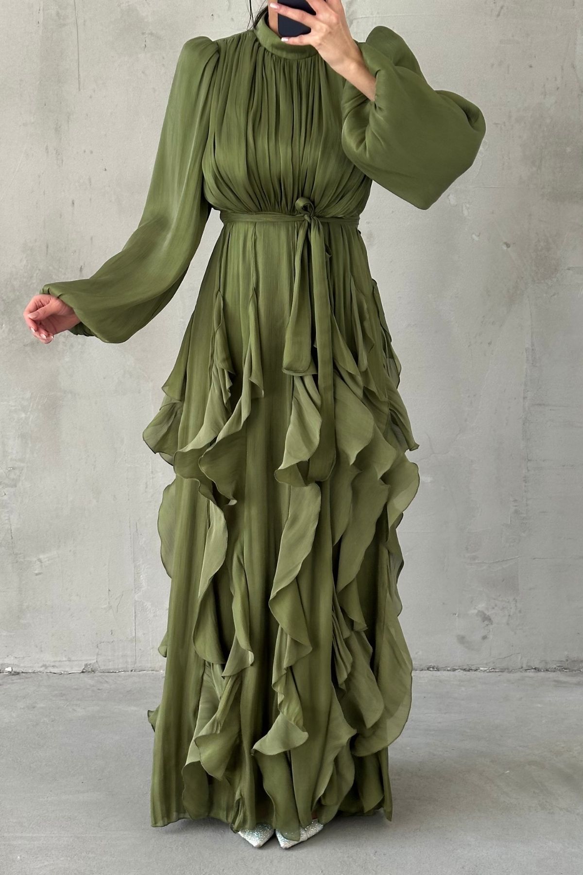 Elera Janjan Hijab Evening Dress Khaki