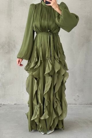 Elera Janjan Hijab Evening Dress Khaki