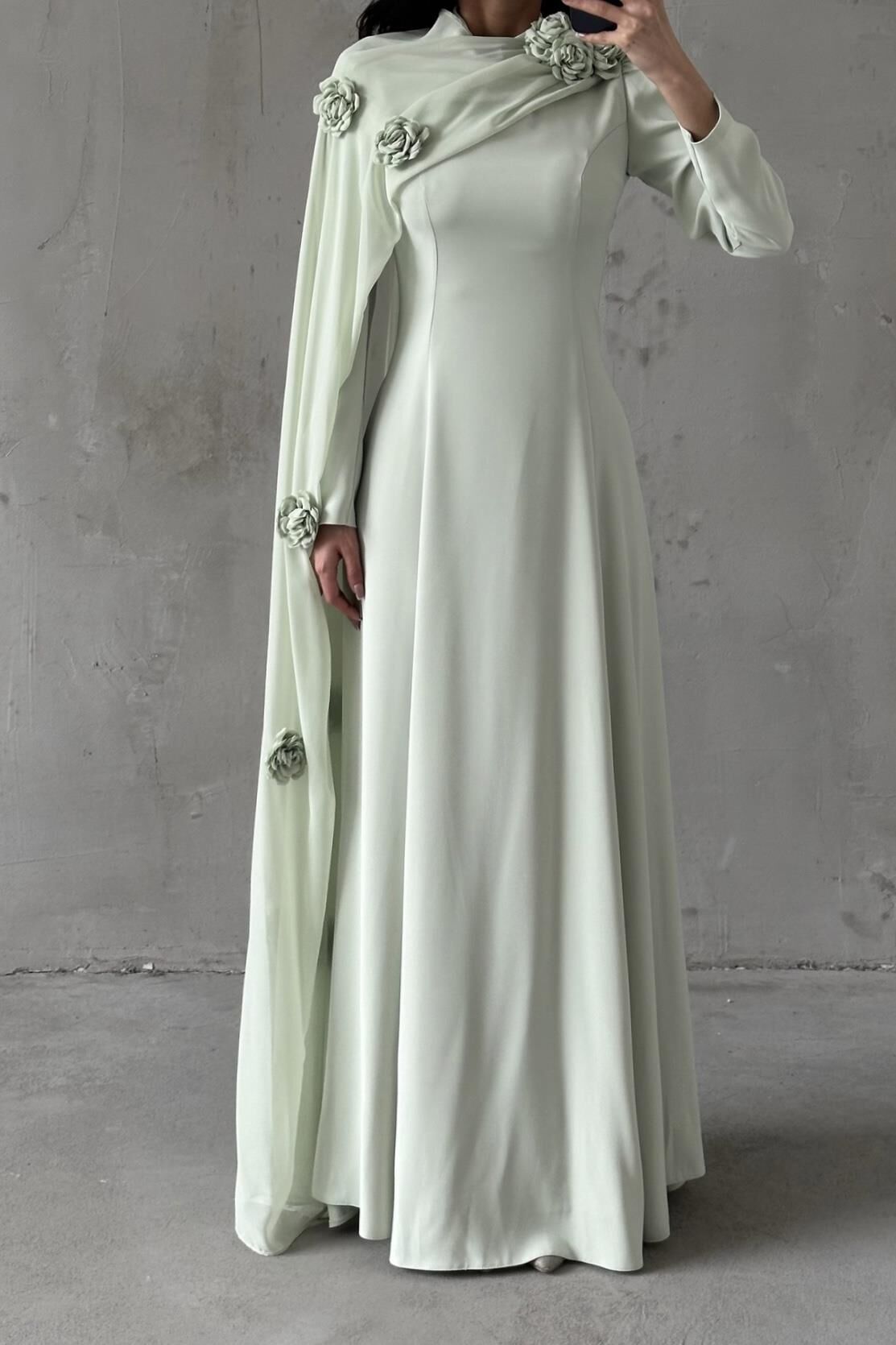 Nilay Tesettür Abiye Mint Yeşili