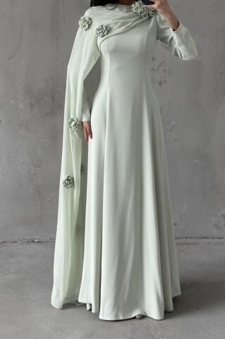 Nilay Tesettür Abiye Mint Yeşili
