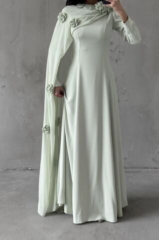 Nilay Tesettür Abiye Mint Yeşili
