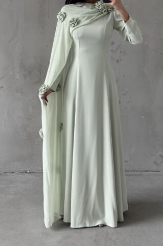 Nilay Tesettür Abiye Mint Yeşili