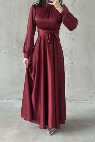 Lina Tesettür Abiye Bordo