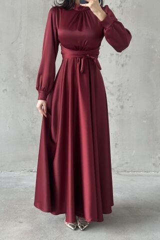 Lina Hijab Evening Dress Burgundy