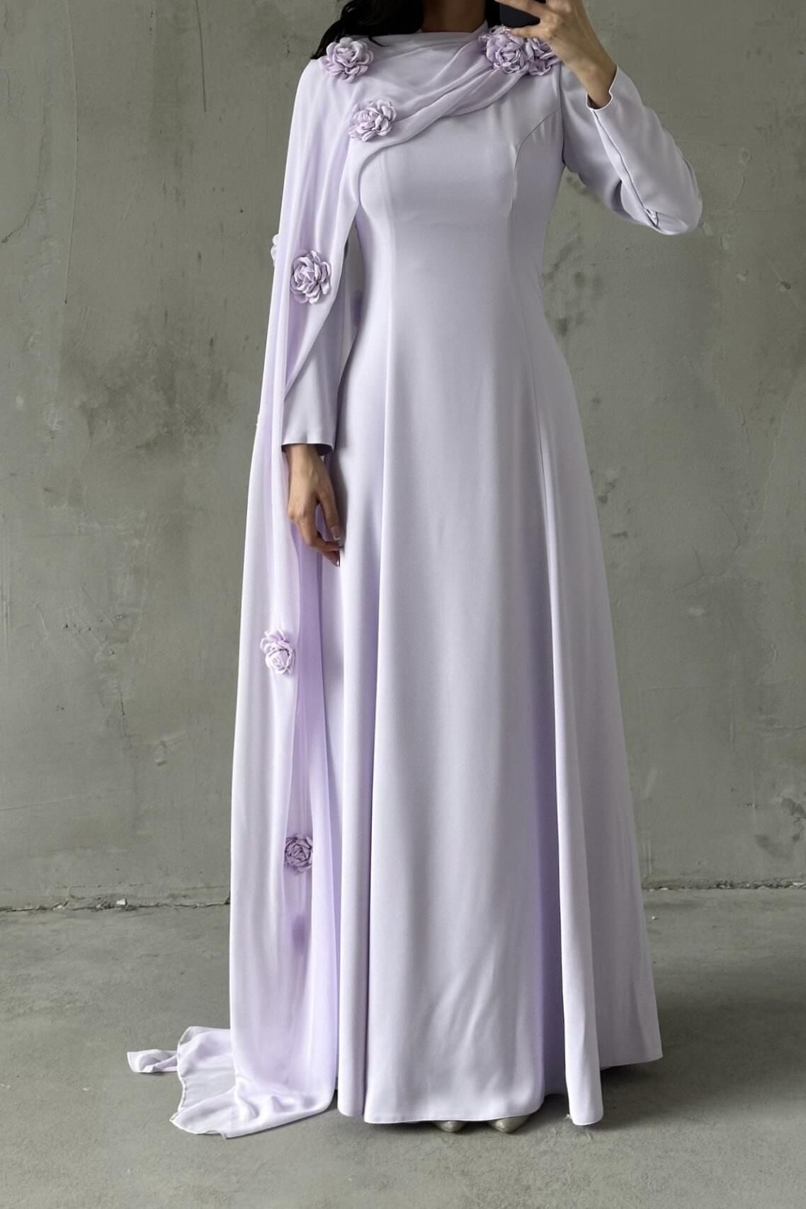 Nilay Tesettür Abiye Lila