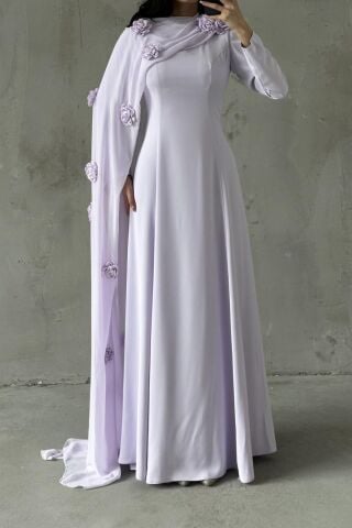 Nilay Tesettür Abiye Lila