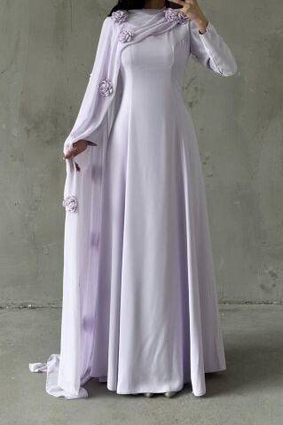 Nilay Tesettür Abiye Lila