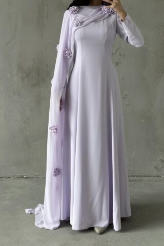Nilay Tesettür Abiye Lila