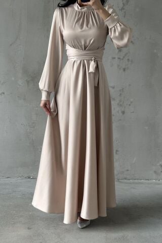 Lina Hijab Evening Dress Stone