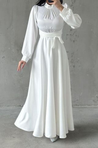 Lina Hijab Evening Dress White