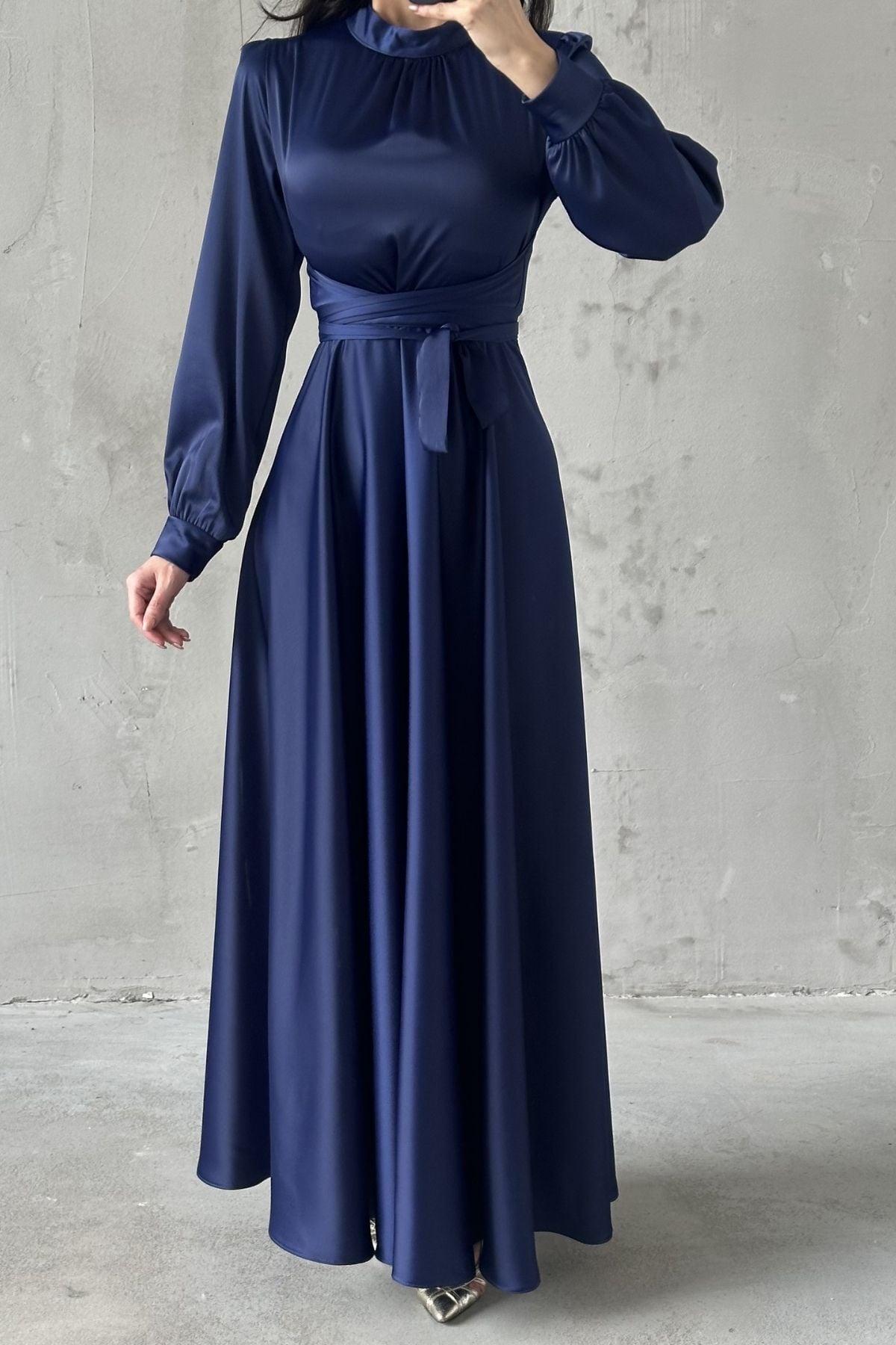 Lina Hijab Evening Dress Navy Blue