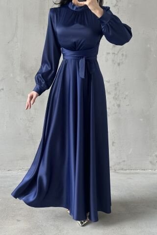 Lina Hijab Evening Dress Navy Blue
