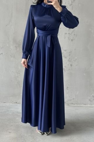 Lina Hijab Evening Dress Navy Blue