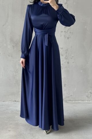 Lina Hijab Evening Dress Navy Blue