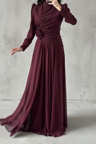 Asel Hijab Evening Dress, Plum