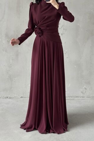Asel Hijab Evening Dress, Plum