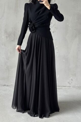 Asel Tesettür Abiye Siyah