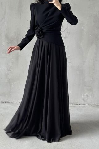 Asel Tesettür Abiye Siyah