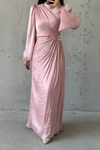 Volan Kol Drapeli Janjan Tesettür Abiye Pudra