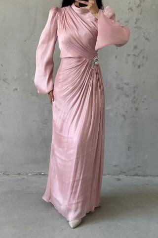 Volan Kol Drapeli Janjan Tesettür Abiye Pudra