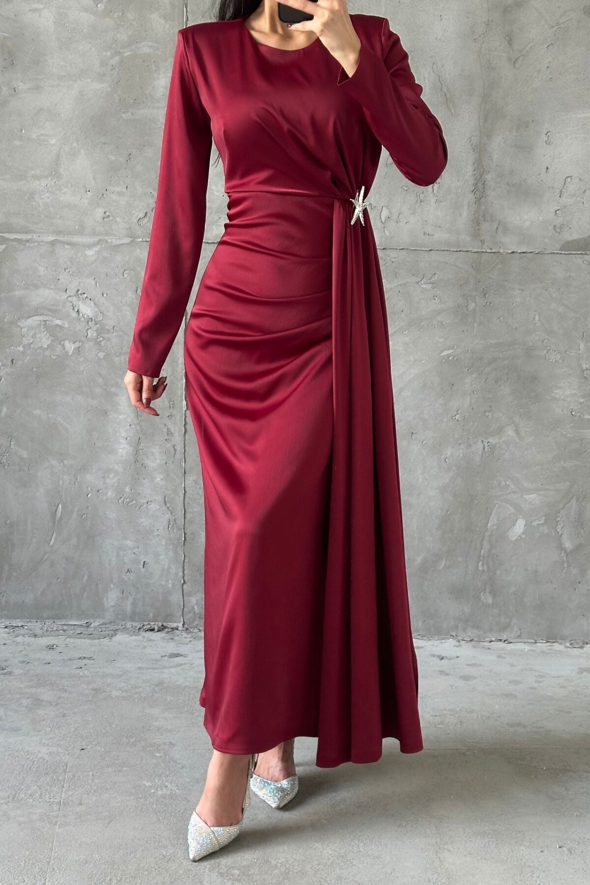 Alessa Tesettür Abiye Bordo