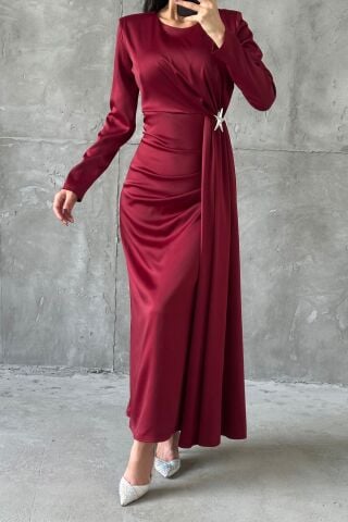 Alessa Tesettür Abiye Bordo