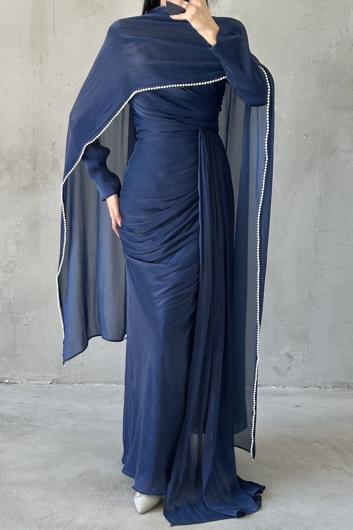 Nur Hijab Evening Dress Navy Blue