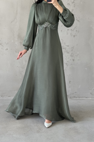 Zerina Tesettür Abiye Mint Yeşili