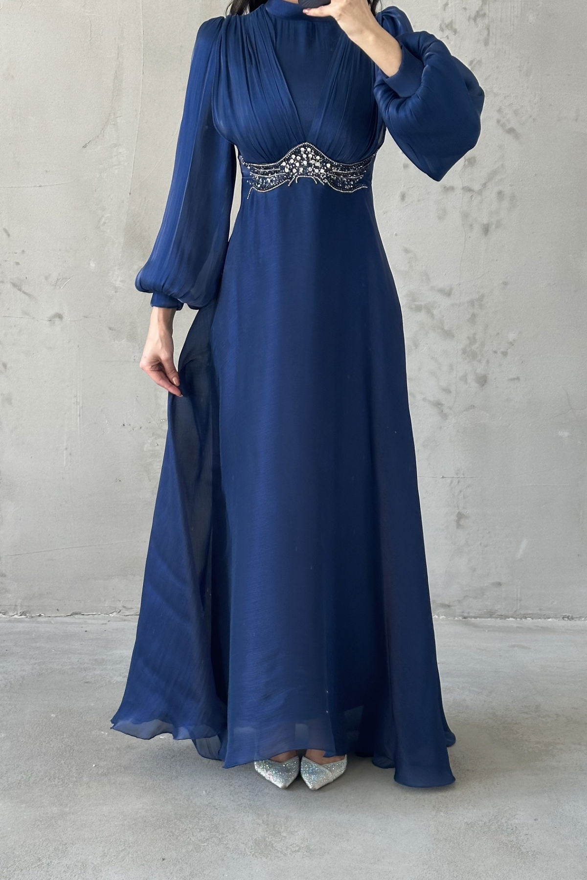 Zerina Tesettür Abiye Lacivert