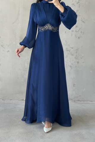 Zerina Tesettür Abiye Lacivert